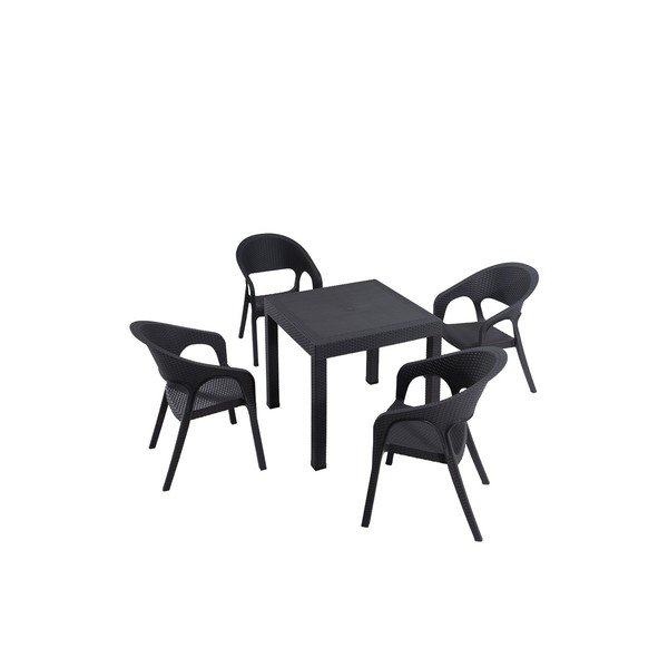Antracitový zahradní jídelní set pro 4 Garden – Floriane Garden
