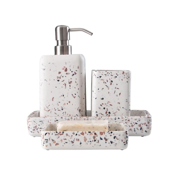 Bílá sada doplňků do koupelny z polyresinu Mozaik – Mioli Decor