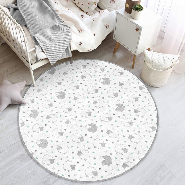 Dětský koberec ve světle šedo-bílé barvě ø 80 cm Comfort – Mila Home-image-4