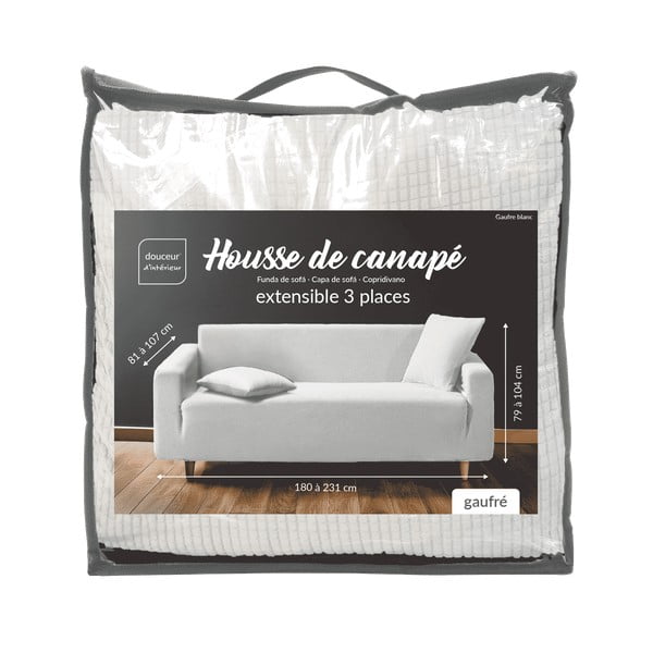 Krémový 3místný napínací potah na pohovku Sacha – douceur d'intérieur-image-3