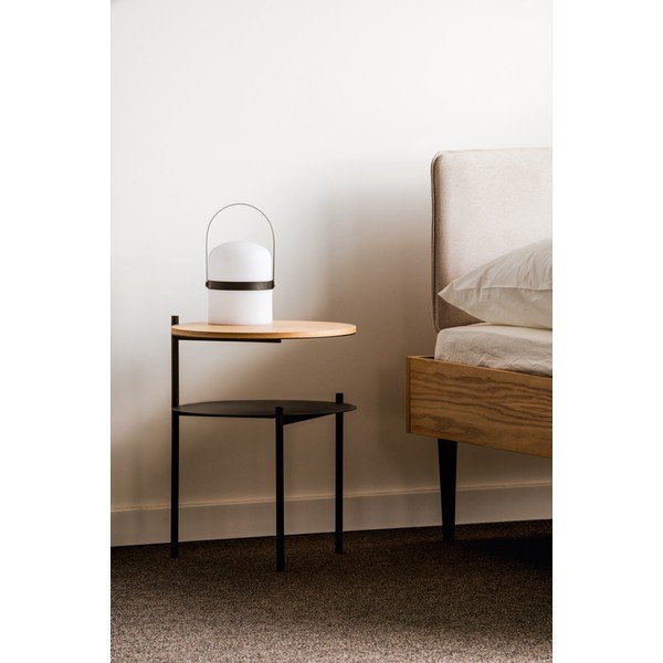 Černý/v přírodní barvě noční stolek s deskou v dubovém dekoru Tu – noo.ma-image-2