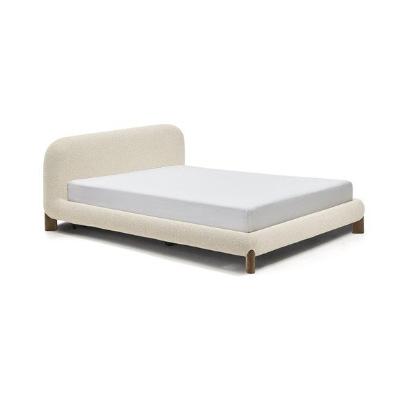 Béžová čalouněná dvoulůžková postel bez roštu 160x200 cm Odina – Kave Home