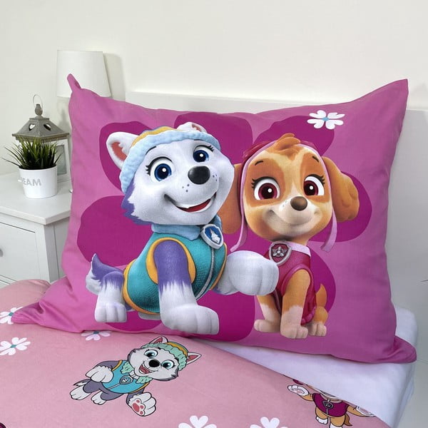 Růžové bavlněné dětské povlečení na jednolůžko 140x200 cm Paw Patrol "Heroic" – Jerry Fabrics-image-3