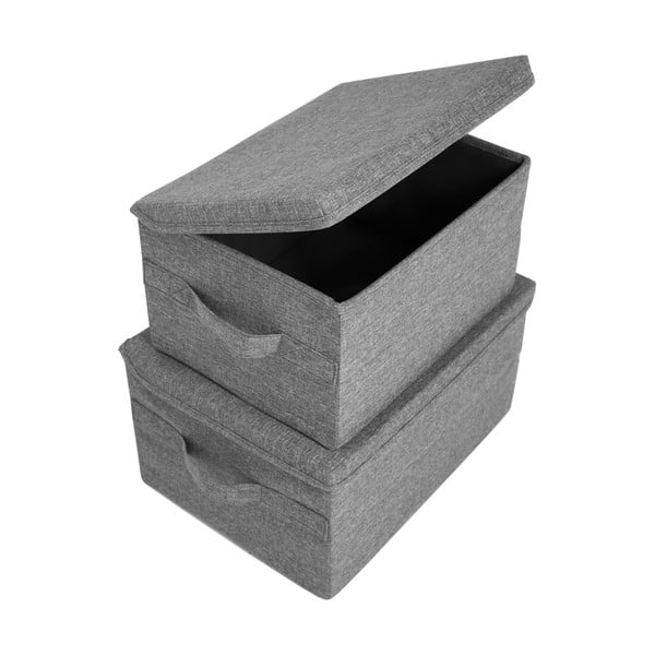 Šedý látkový úložný box s víkem 45x34x25 cm Soft Storage – Bigso-image-3