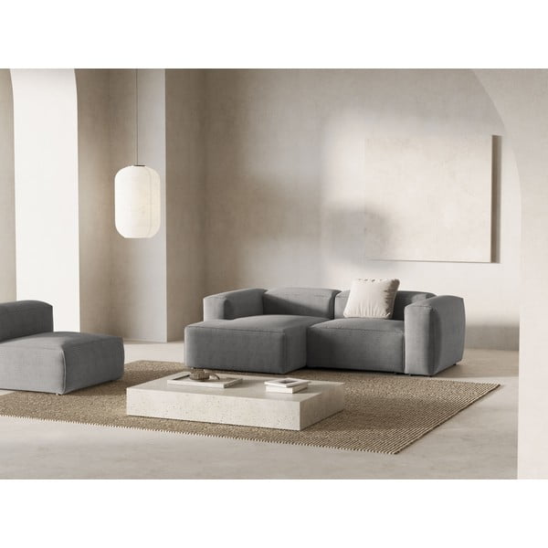 Světle šedá manšestrová rohová pohovka (levý roh/s lenoškou) Bergamo – Cosmopolitan Design-image-1