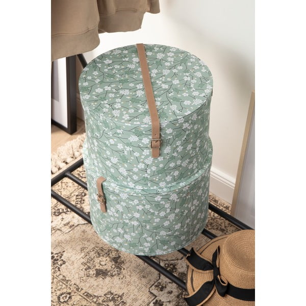 Světle zelené kartonové úložné boxy v sadě 2 ks s víkem ø 37,5x25,5 cm Rut Paper Laminate – Bigso-image-1