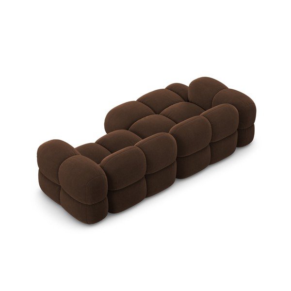 Tmavě hnědá sametová rohová pohovka (levý roh/s lenoškou) Loretto – Cosmopolitan Design-image-4