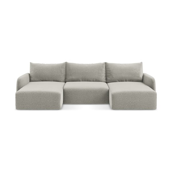 Světle šedá rozkládací/s úložným prostorem rohová pohovka Kalena – Makamii