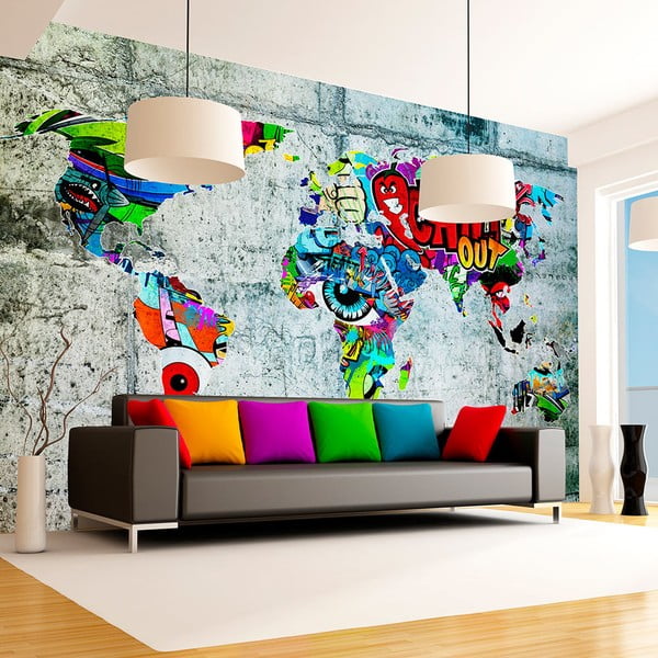 Velkoformátová tapeta Artgeist Graffiti Map, 300 x 210 cm