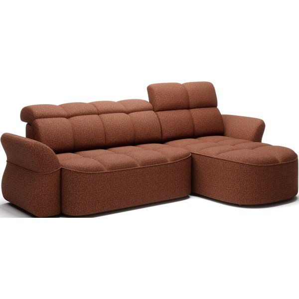 Sametová rozkládací/s úložným prostorem rohová pohovka v terakotové barvě (pravý roh/s lenoškou) Beneth – ELTAP-image-2