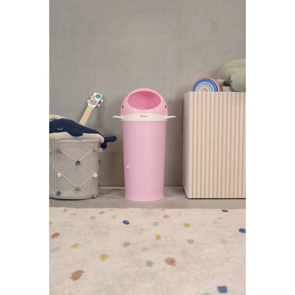 Růžový plastový odpadkový koš na pleny 25 l Whale – Kindsgut-image-1