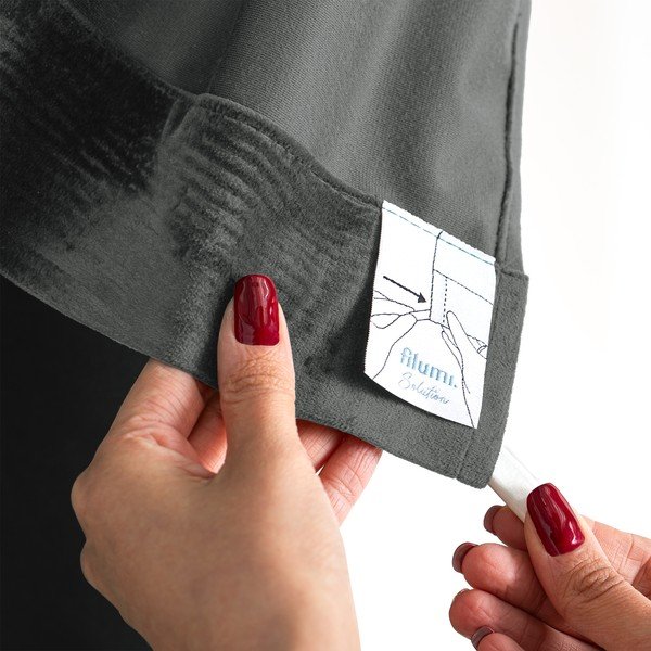 Tmavě šedý sametový dimout závěs 265x175 cm Velto – Filumi-image-4