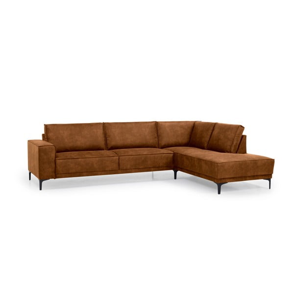 Koňakově hnědá rohová pohovka z imitace kůže (pravý roh) Copenhagen – Scandic-image-2