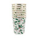 Papírové jednorázové kelímky v sadě  8 ks Holly Pattern – Meri Meri