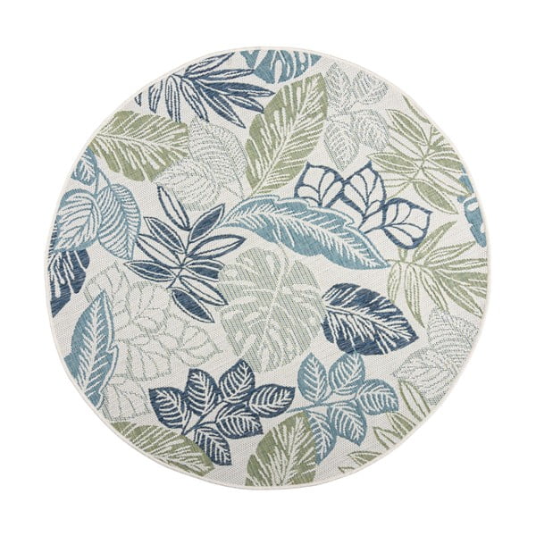 Zeleno-modrý kulatý vnitřní a venkovní koberec ø 160 cm Bella Leaf – Flair Rugs