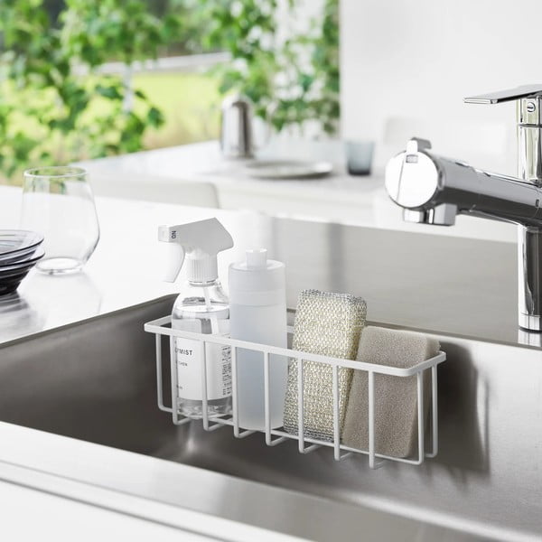 Bílý kovový stojan na mycí prostředky bez vrtání Film Hook – YAMAZAKI-image-1
