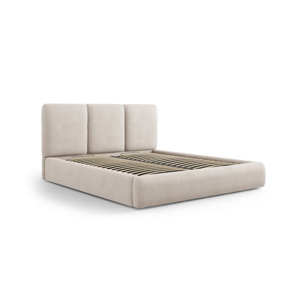 Béžová čalouněná dvoulůžková postel s úložným prostorem s roštem 160x200 cm Brody – Mazzini Beds