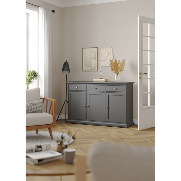 Šedá nízká komoda 144x92 cm Paris – Tvilum-image-1