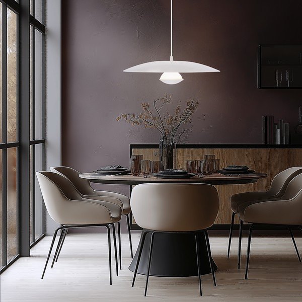 Bílé LED závěsné svítidlo s kovovým stínidlem Lund – Candellux Lighting-image-2