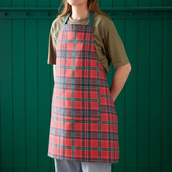 Bavlněná zástěra s vánočním motivem Christmas Tartan Check – Catherine Lansfield-image-1