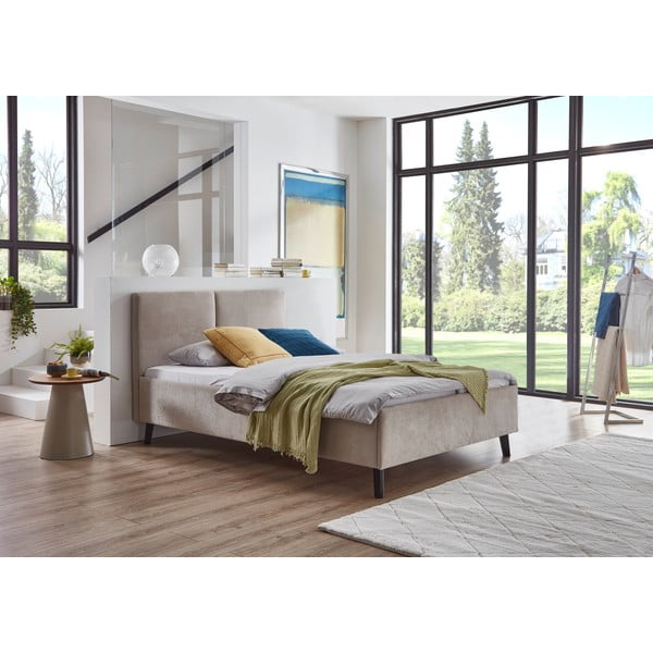 Béžová čalouněná dvoulůžková postel s roštem 140x200 cm Piano – Meise Möbel-image-2