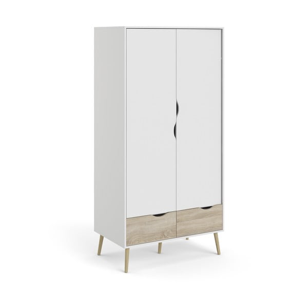 Bílá šatní skříň 99x200 cm Oslo - Tvilum-image-3