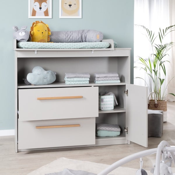 Světle šedá dětská komoda s přebalovacím pultem 107x98x75 cm Lea – Roba-image-1