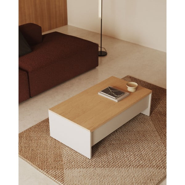 Konferenční stolek v dekoru dubu v bílo-přírodní barvě 60x110 cm Abilen – Kave Home-image-1