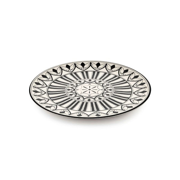 Sada 6 krémových porcelánových jídelních talířů s černým ornamentem Mia Maroc Tabak, ⌀ 26 cm-image-1