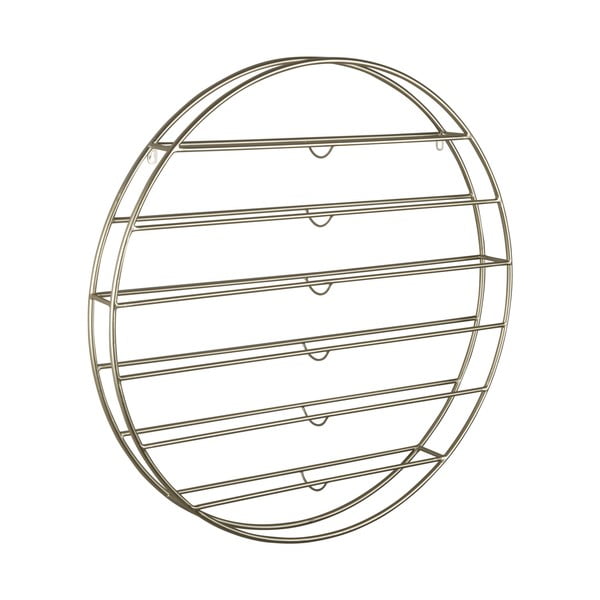 Nástěnný kovový regál na víno ve zlaté barvě počet lahví 12 80x80x9 cm Redondo – PT LIVING-image-2