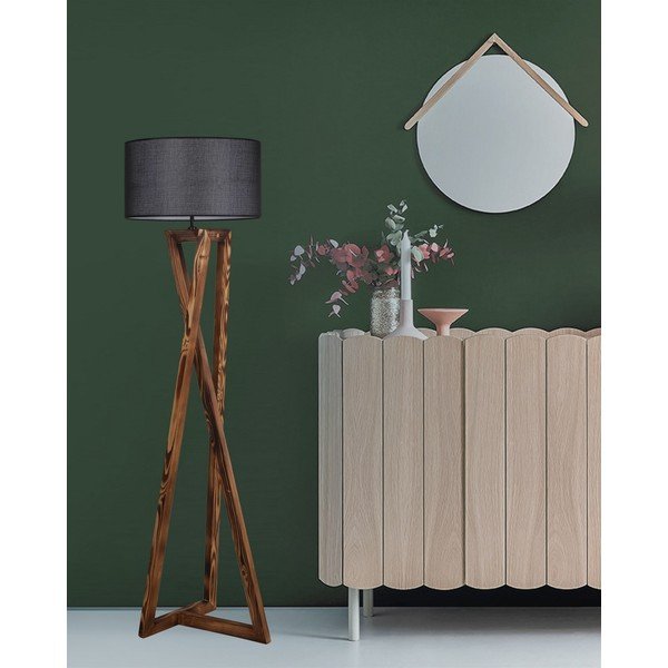 Černá/hnědá stojací lampa s textilním stínidlem (výška 149 cm) Maçka – Opviq lights-image-1