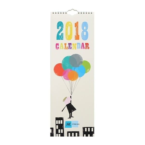 Úzký nástěnný kalendář pro rok 2018 Portico Designs Ink Press