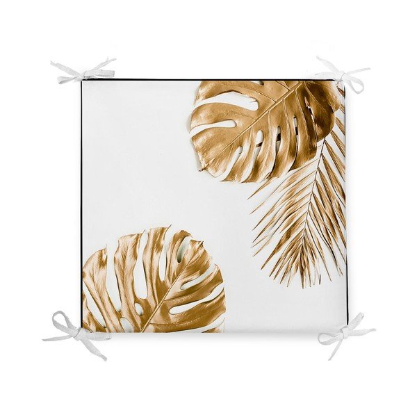 Podsedák s příměsí bavlny Minimalist Cushion Covers Gold Leaves, 42 x 42 cm