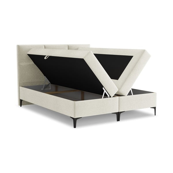 Béžová boxspring postel s úložným prostorem 140x200 cm Pakalana – Makamii-image-1