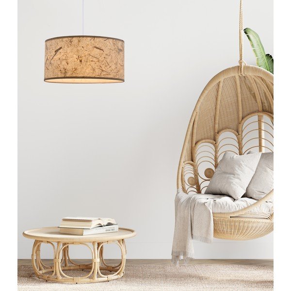 Béžové závěsné svítidlo s textilním stínidlem ø 30 cm Papirus – Candellux Lighting-image-1
