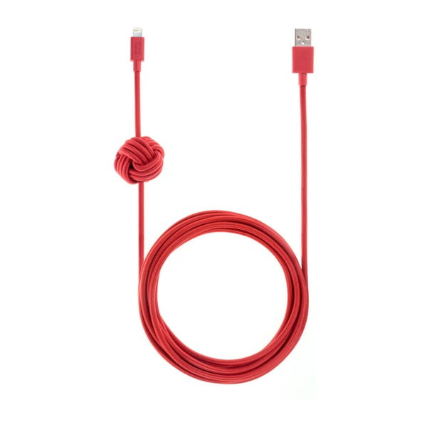 Červený synchronizační a nabíjecí kabel lightning pro iPhone Native Union Night Cable L, délka 3 m
