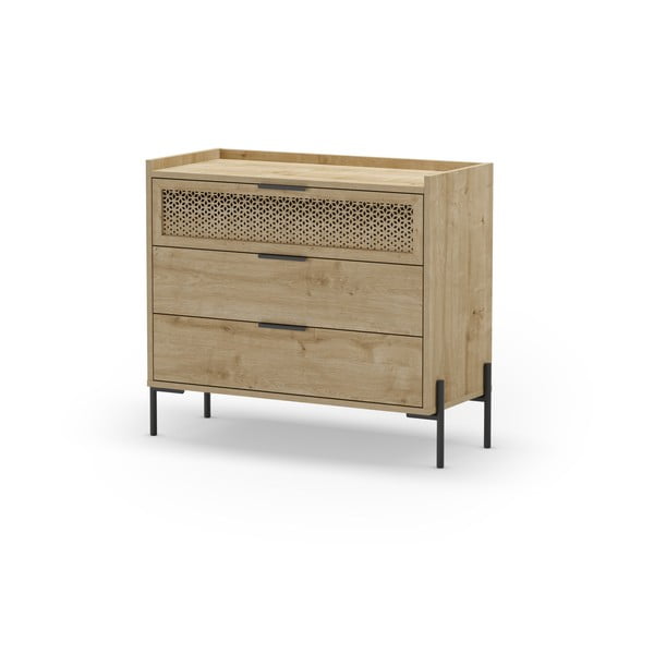 Nízká komoda v dekoru dubu v přírodní barvě 90x80 cm Inca – Marckeric-image-2