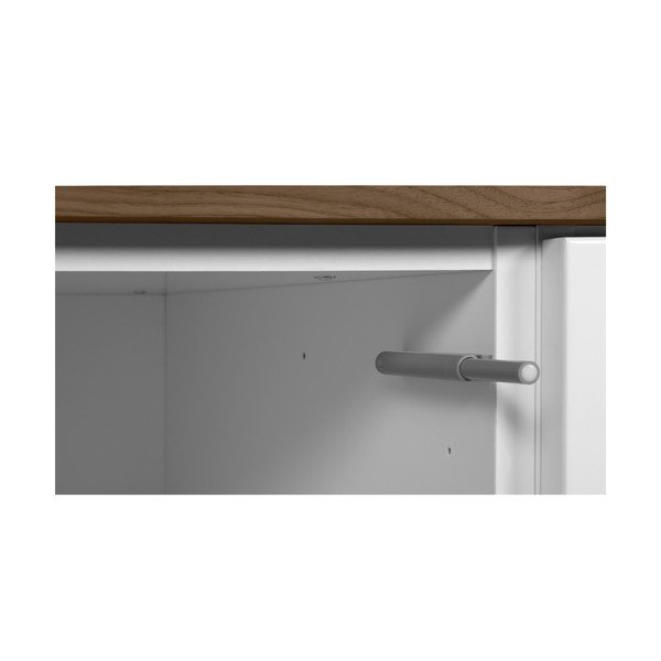 Bílá komoda s deskou v dekoru ořechu s dveřmi a 6 zásuvkami TemaHome Join-image-4