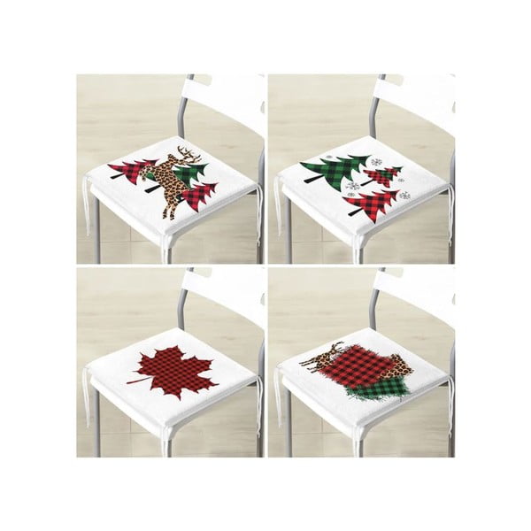 Podsedáky v sadě 4 ks s vánočním motivem 40x40 cm Tartan – Mila Home-image-4