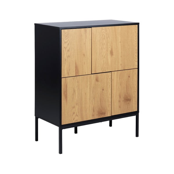 Vysoká komoda v dekoru dubu v černo-přírodní barvě 80x103 cm Seaford – Actona-image-2