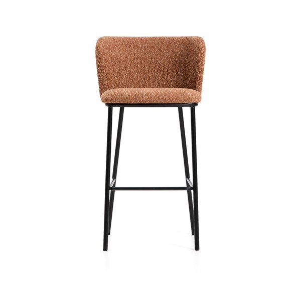 Čalouněná barová židle v terakotové barvě (výška sedáku 75 cm) Ciselia – Kave Home-image-3