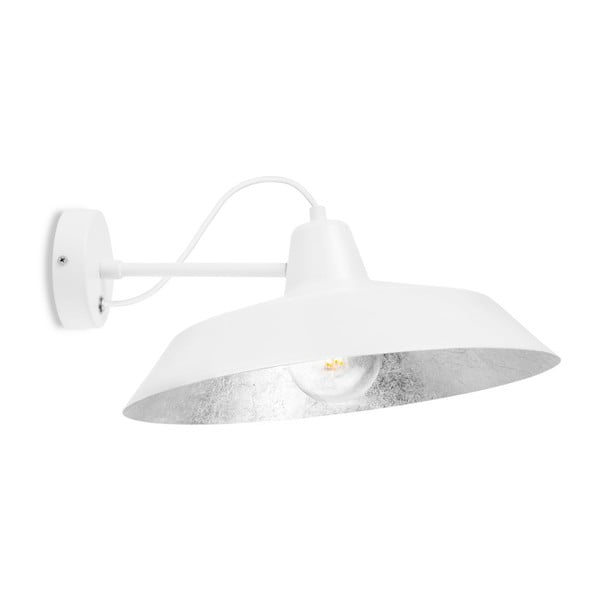 Bílé nástěnné svítidlo s detailem ve stříbrné barvě Bulb Attack Cinco Basic, ⌀ 40 cm