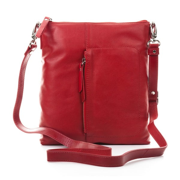 Červená kožená kabelka Gianni Conti Laelia
