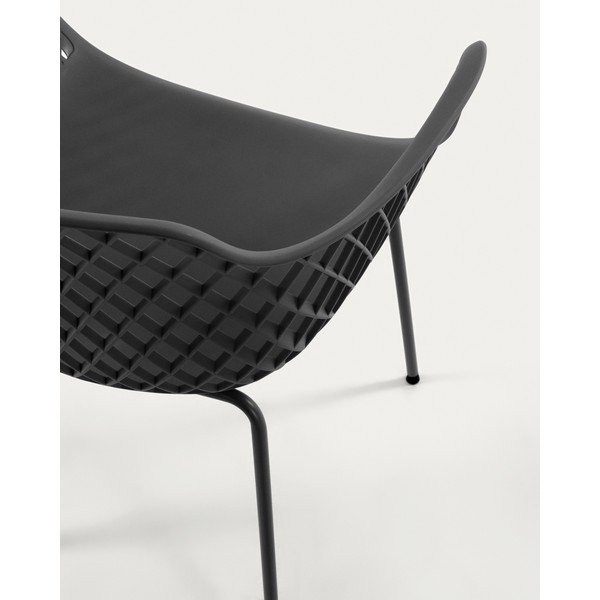 Tmavě šedá kovová zahradní židle Quinn – Kave Home-image-3