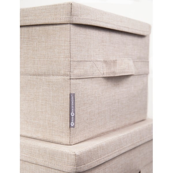 Béžový látkový úložný box s víkem 40x30x22 cm Soft Storage – Bigso-image-3