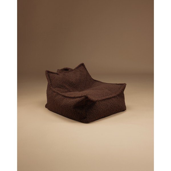 Tmavě hnědý dětský sedací vak z textilie bouclé Warm Hazel – Wigiwama-image-2
