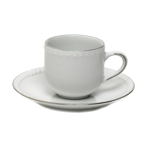 Sada 6 porcelánových hrnků na kávu s podšálky Kasanova Platinum Elen