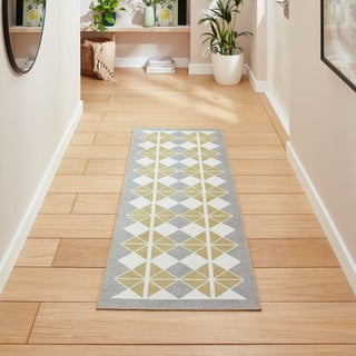 Žluto-šedý pratelný běhoun 76x230 cm Victoria Yellow – Think Rugs