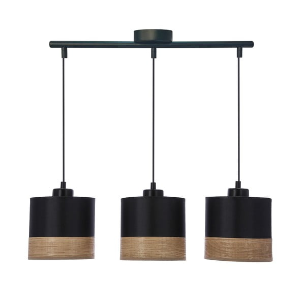 Černé závěsné svítidlo s textilním stínidlem ø 15 cm Porto – Candellux Lighting