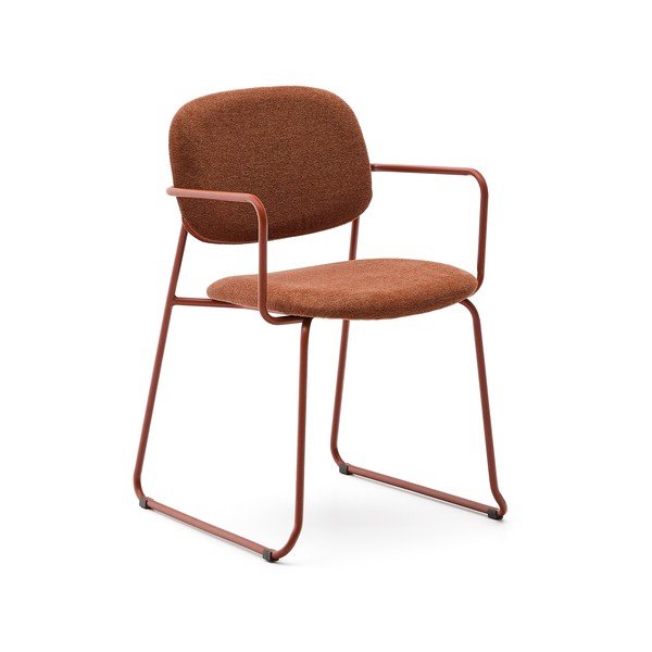Kovová jídelní židle s područkami v terakotové barvě Meli – Kave Home